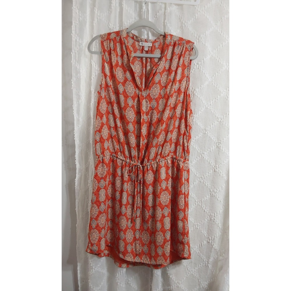 Lila Rose Womens Orange Medallion Sleeveless Drawstring Waist Dress Size 12
